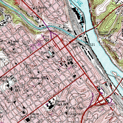 Topographic Map of Lynchburg Police Department West Building, VA
