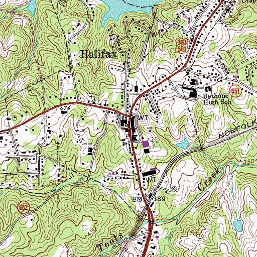 Topographic Map of Halifax Police Department, VA