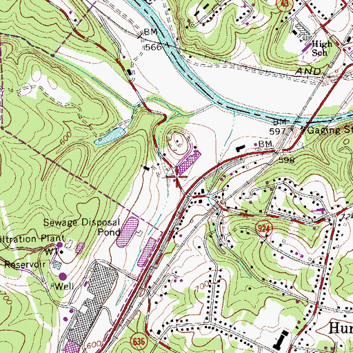 Topographic Map of Hurt Police Department, VA