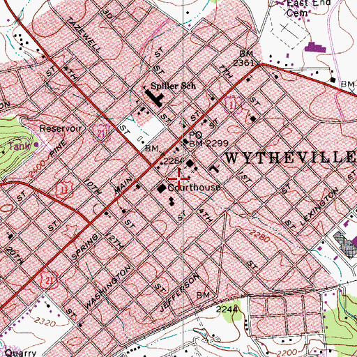 Topographic Map of Wythe County Sheriff's Office, VA