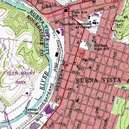 Topographic Map of Buena Vista Sheriff's Office, VA