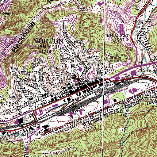 Topographic Map of Norton City Sheriff's Office, VA