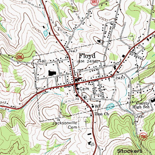 Topographic Map of Floyd County Sheriff's Office, VA