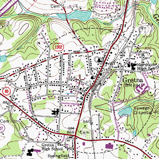 Topographic Map of Gretna Police Department, VA