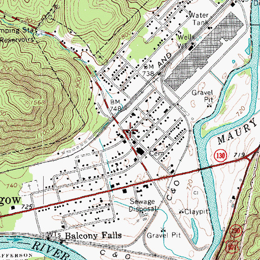 Topographic Map of Glasgow Police Department, VA