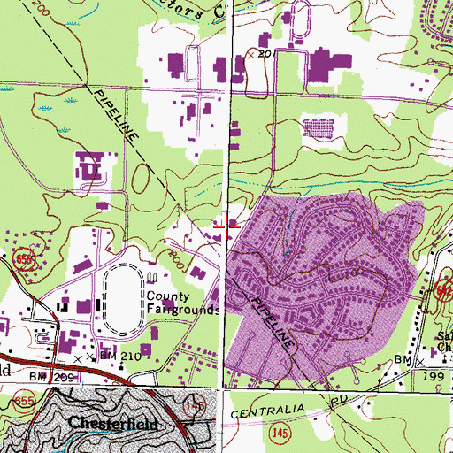 Topographic Map of Chesterfield Juvenile Detention Home School, VA