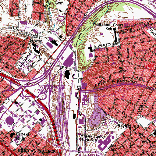 Topographic Map of Richmond Juvenile Detention Home School, VA