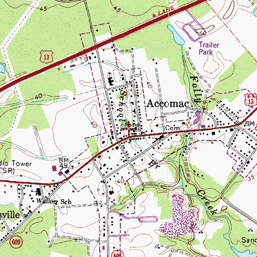 Topographic Map of Accomack County Jail, VA
