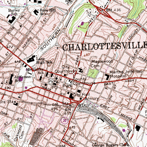 Topographic Map of Albemarle County Sheriff's Office, VA