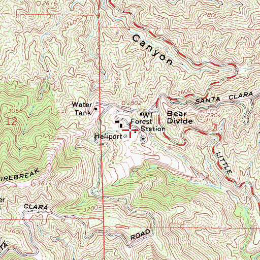 Topographic Map of Bear Divide Station, CA