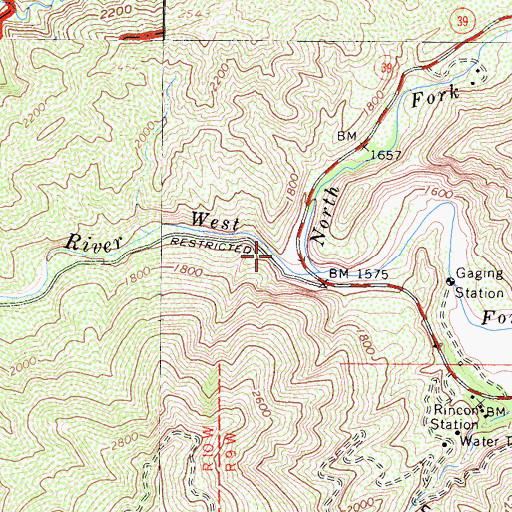 Topographic Map of West Fork Roadside Rest, CA