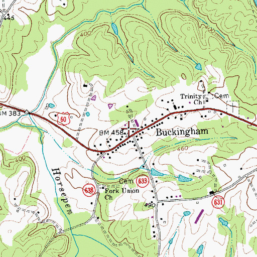 Topographic Map of Buckingham County Sheriff's Office, VA