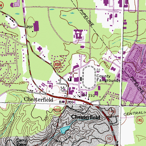 Topographic Map of Chesterfield County Jail, VA