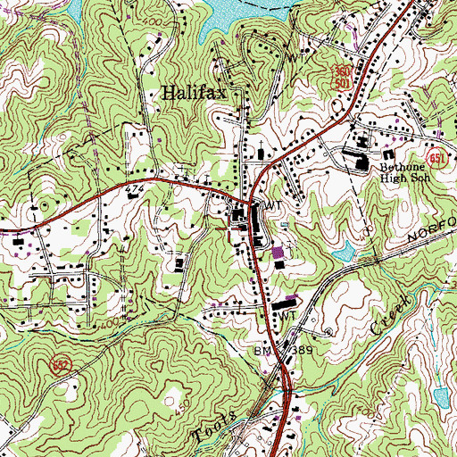 Topographic Map of Halifax County Adult Detention Center, VA
