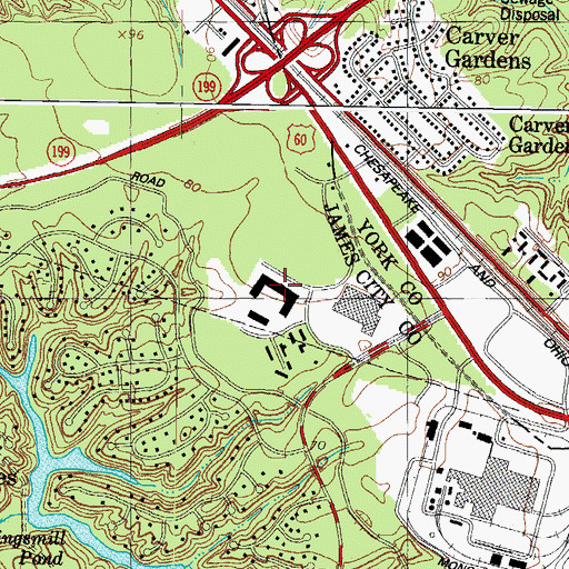 Topographic Map of Kingsmill Police Department, VA