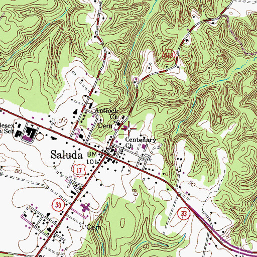 Topographic Map of Middle Peninsula Regional Security Center, VA