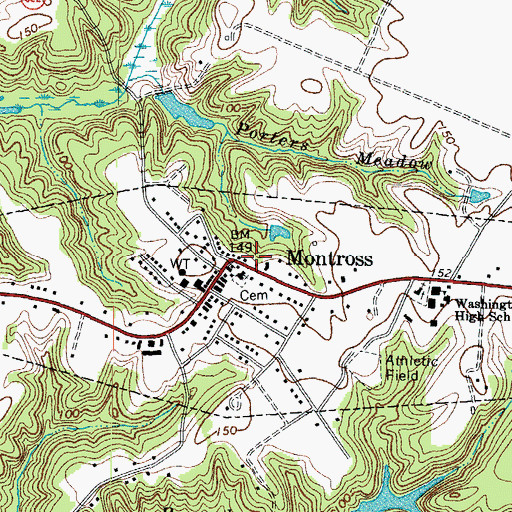 Topographic Map of Montross Police Department, VA