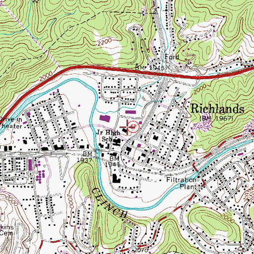 Topographic Map of Richlands Police Department, VA