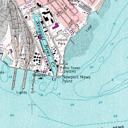 Topographic Map of Virginia Marine Police - Southern Area Office, VA