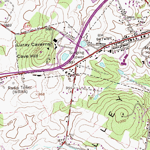 Topographic Map of Virginia State Police Division 2 Area 14 Office, VA