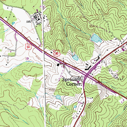 Topographic Map of Virginia State Police Division 3 Area 19 Office, VA