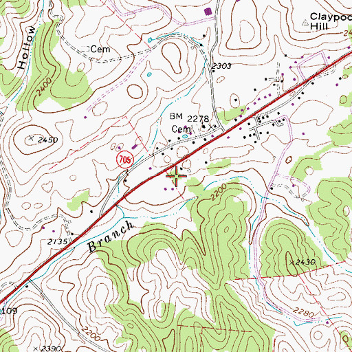 Topographic Map of Virginia State Police Division 4 Area 28 Office, VA