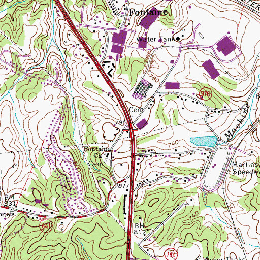 Topographic Map of Virginia State Police Division 6 Area 42 Office, VA