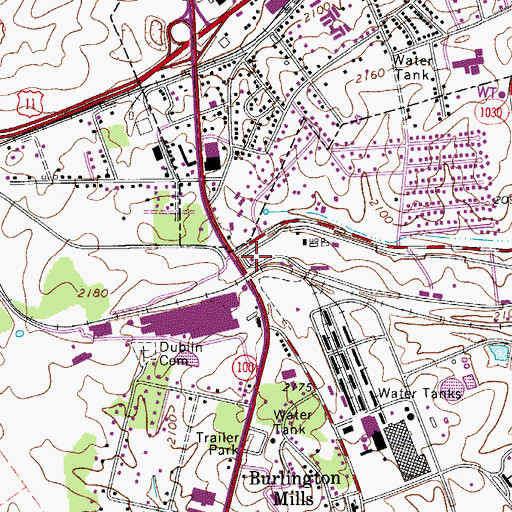 Topographic Map of Virginia State Police Division 4 Area 24 Office, VA