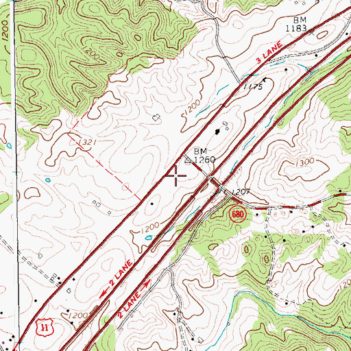 Topographic Map of Virginia State Police Division 6 Area 39 Office, VA