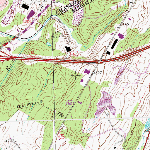 Topographic Map of Blue Ridge Juvenile Detention Home, VA