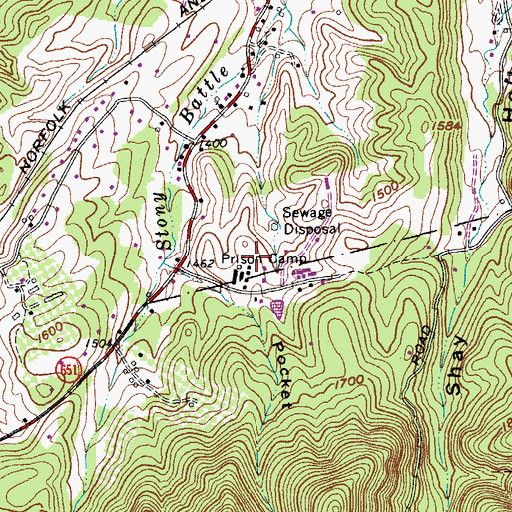 Topographic Map of Botetourt Correctional Center, VA