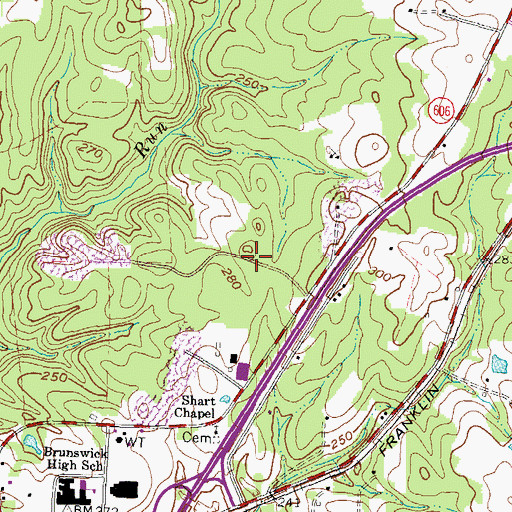 Topographic Map of Brunswick Work Center, VA
