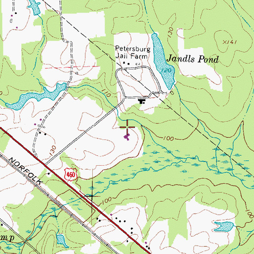 Topographic Map of Crater Juvenile Detention Center, VA