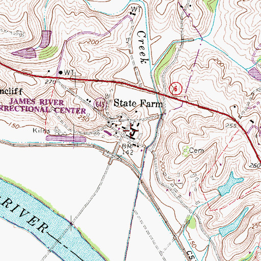 Topographic Map of James River Work Center, VA