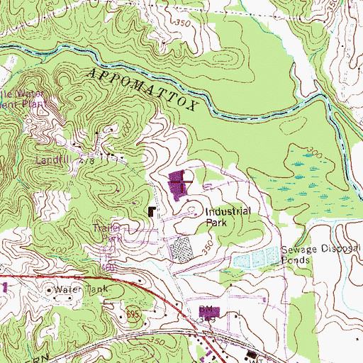 Topographic Map of Piedmont Regional Jail, VA