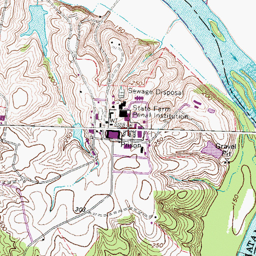 Topographic Map of Powhatan Correctional Center, VA