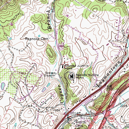 Topographic Map of Roanoke Valley Juvenile Detention Center, VA