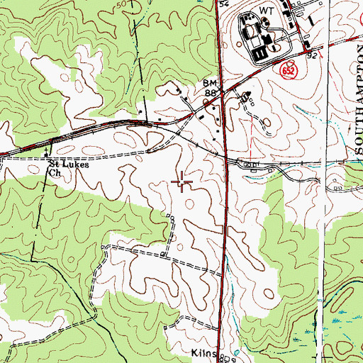 Topographic Map of Southampton Men's Detention Center, VA