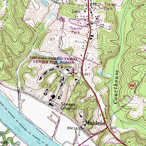 Topographic Map of Virginia Correctional Center for Women, VA