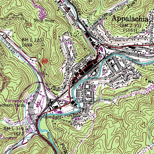 Topographic Map of Appalachia Post Office, VA