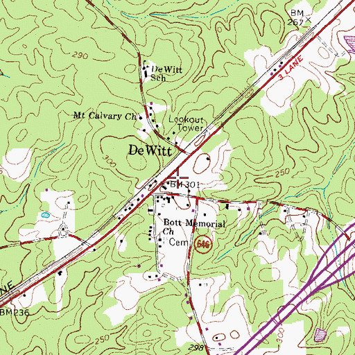 Topographic Map of DeWitt Post Office, VA
