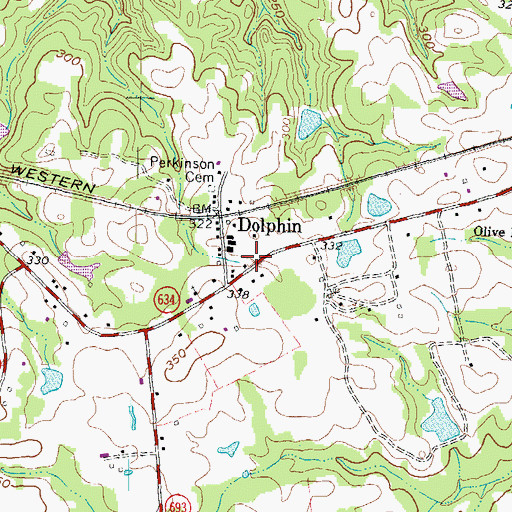 Topographic Map of Dolphin Post Office, VA