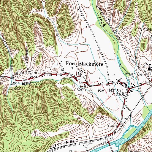 Topographic Map of Fort Blackmore Post Office, VA