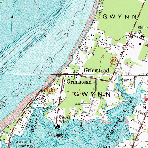 Topographic Map of Grimstead Post Office, VA