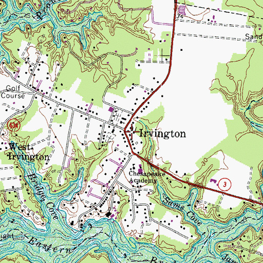 Topographic Map of Irvington Post Office, VA