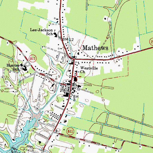 Topographic Map of Mathews Post Office, VA
