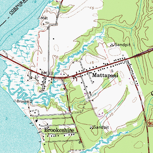 Topographic Map of Mattaponi Post Office, VA