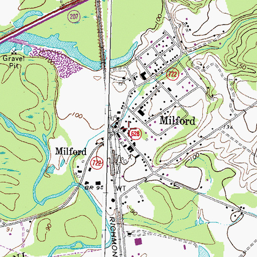 Topographic Map of Milford Post Office, VA