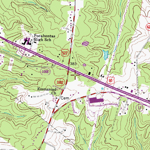 Topographic Map of Powhatan Post Office, VA