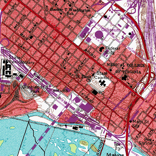 Topographic Map of Capitol Post Office, VA